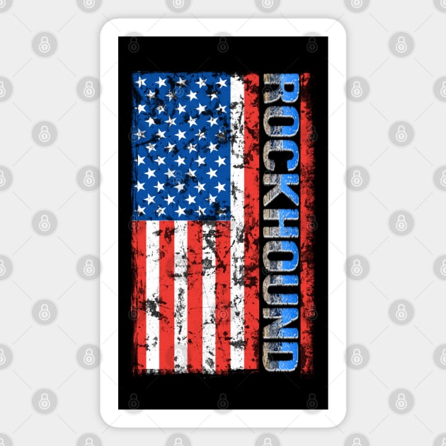 Geologist Rock Pick Hammer - Rockhounding Distressed US Flag Magnet by Laura Rucker